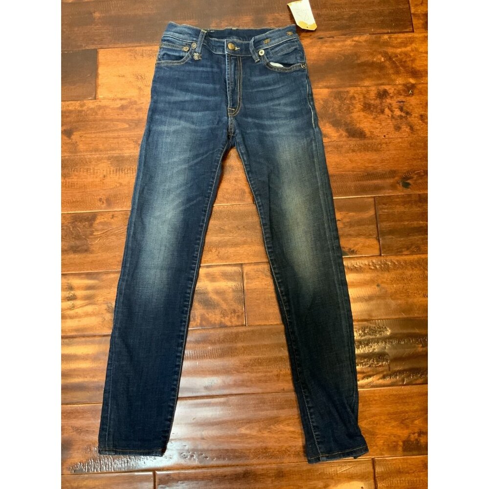 R13 Blue Dark Indigo Denim High Rise Skinny Jeans $365, Size 24